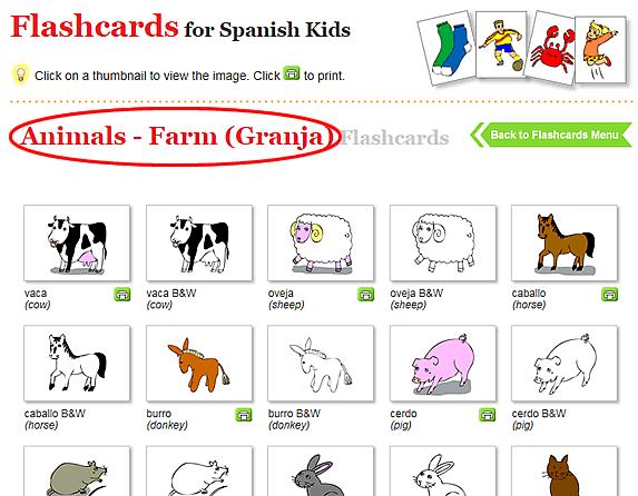1. In spanishkidstuff.com locate the flashcard set you want to use.